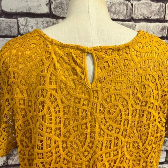 Philosphy Gold Lace Short Sleeve Blouse Size XXL - Picture 6 of 9